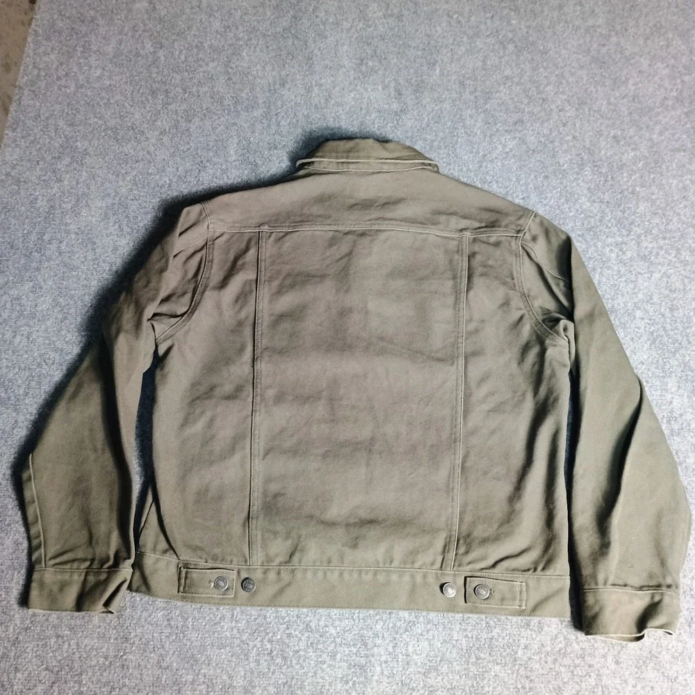 Line of Trade Trucker Jacket Men's XL Olive Green Canvas Cotton Button Front